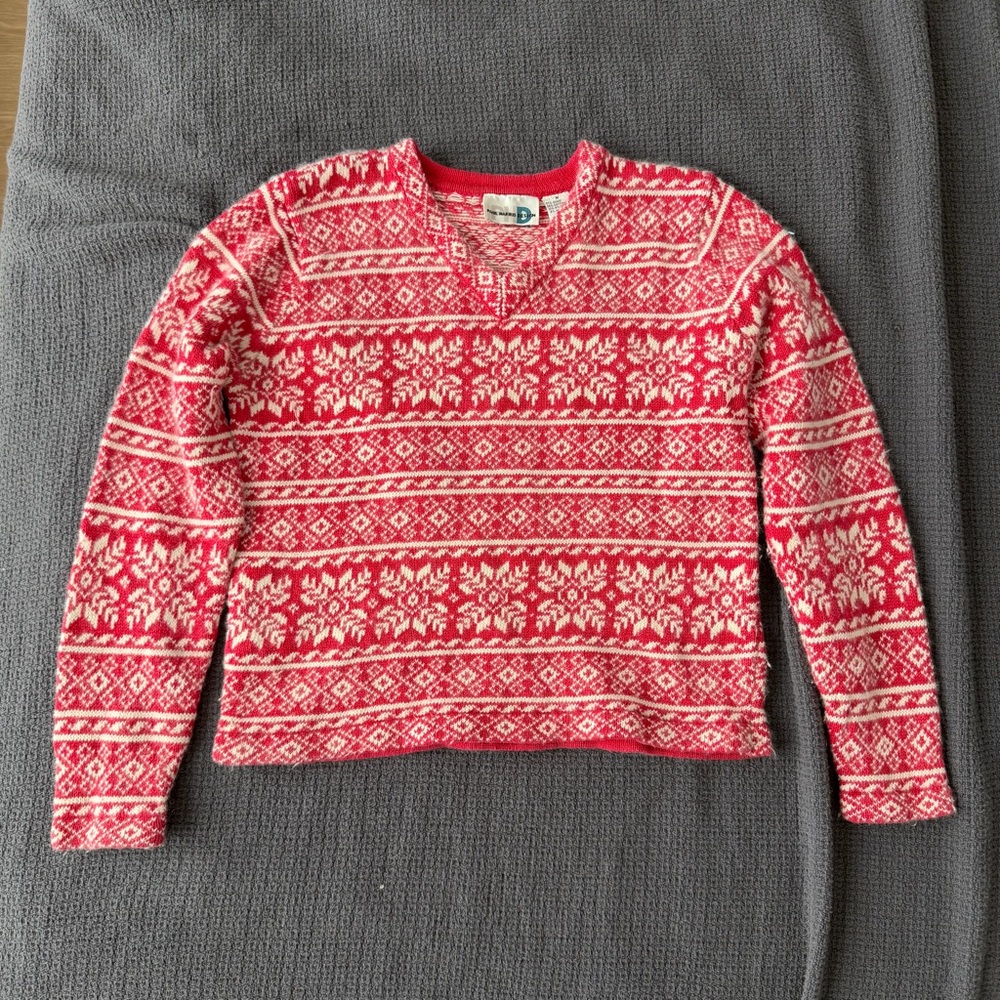 Vintage Paul Harris Design Snowflake Fair Isle Sweater Women’s M Red White Xmas